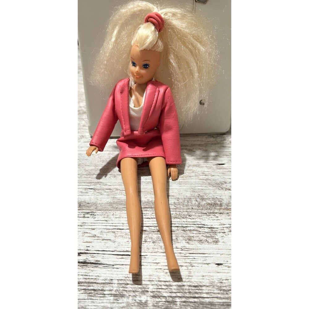 Vintage Totsy Toys Doll 1987 Pink Faux Barbie Outfit Earring Holes Crimp Hair